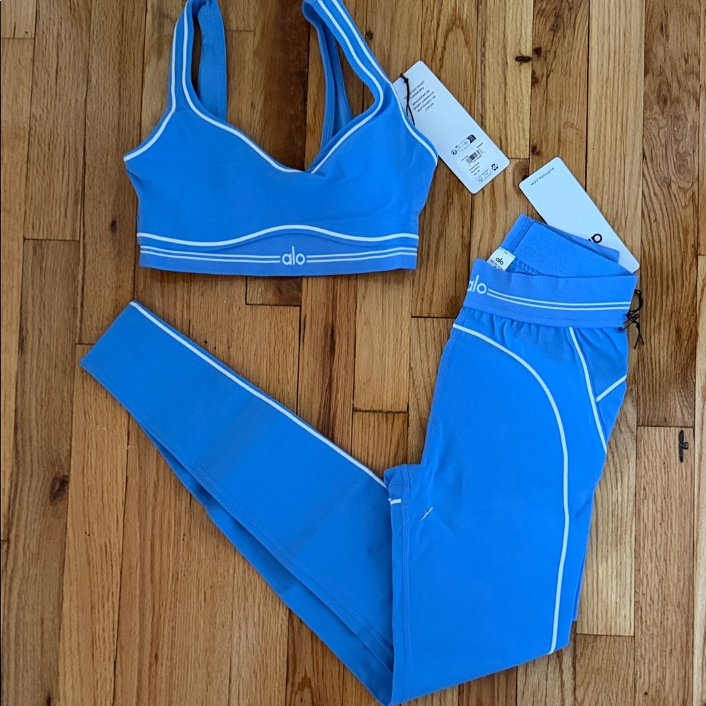 Alo Blue Sports Bra & Legging Set